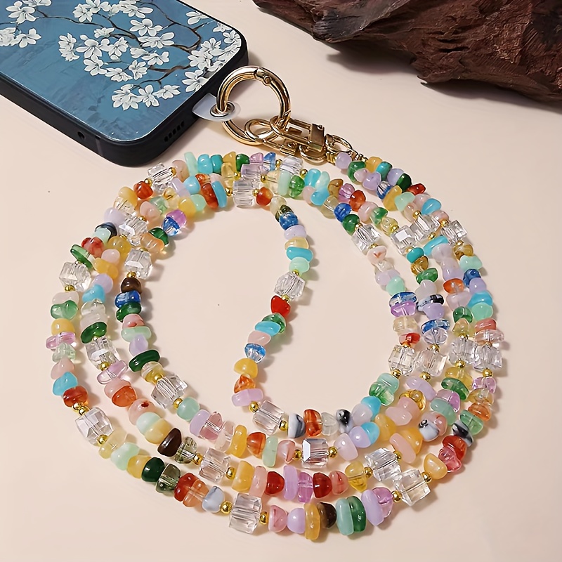 Image of Fashionable And Women's Color Gravel Beads Mobile Phone Chain, Pendant, Lanyard, Diagonal Sling, Suitable For Anti-theft And Loss Prevention Of Outdoor Mobile Phones, Cameras And Women's Bags