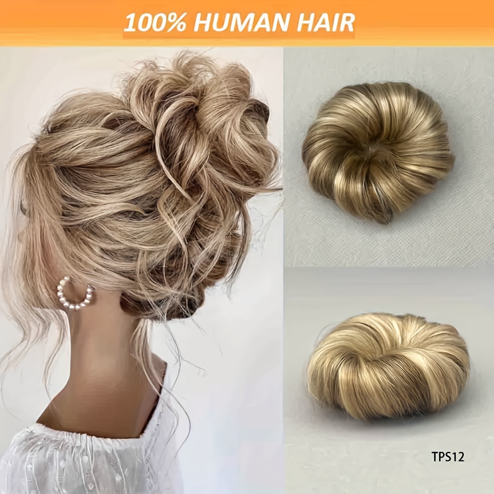 stretching length 6inch 16cm 35gram 1 23oz 100 human hair bun updo curly messy donut chignons hair piece european wavy buns scrunchies with human hair human hair buns ponytail extensions for women formal   details 0