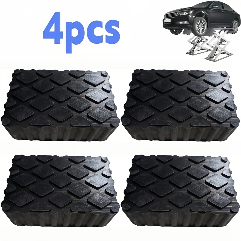 Image of 4pcs Scissor Car Lift Jacking Rubber Blocks, Heavy Duty Anti-slip Textured Pads, Body Pressure Prevent Chassis Damage Protect Vehicle, Sturdy Pads For Car Suv Truck Mechanics Garage Maintenance