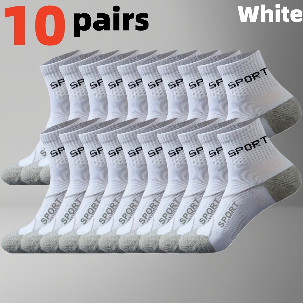 TEMU 10 Pairs Men's Socks, Athletic Low Cut Socks, 168 Needles Knitting Craft, Fiber Material, Random Style Available - Sweat-absorbent And
