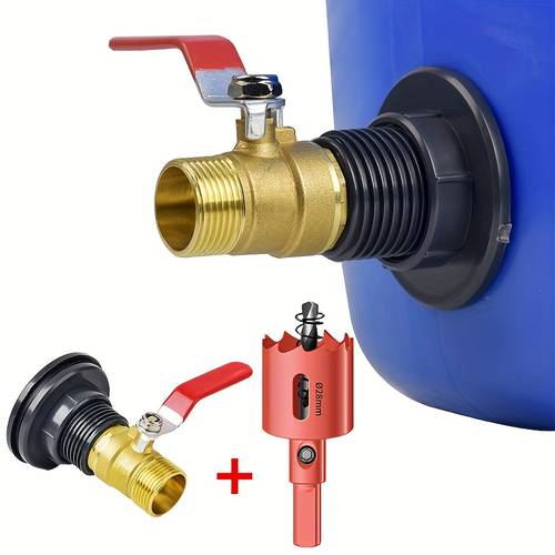 398 countries universal 3pcs durable bucket connector kit with hole puncher pvc large hull connector adapter bucket overflow kit brass ball aquarium components suitable for 1 15 external thread connectors ve
