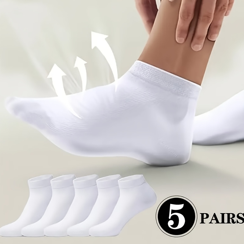 TEMU 5 Pairs Pack Black And White Short Socks Men Women Style Breathable High-elastic Non-stuffy Business Anti-odor Sweat-absorbing Seamless Mid-calf