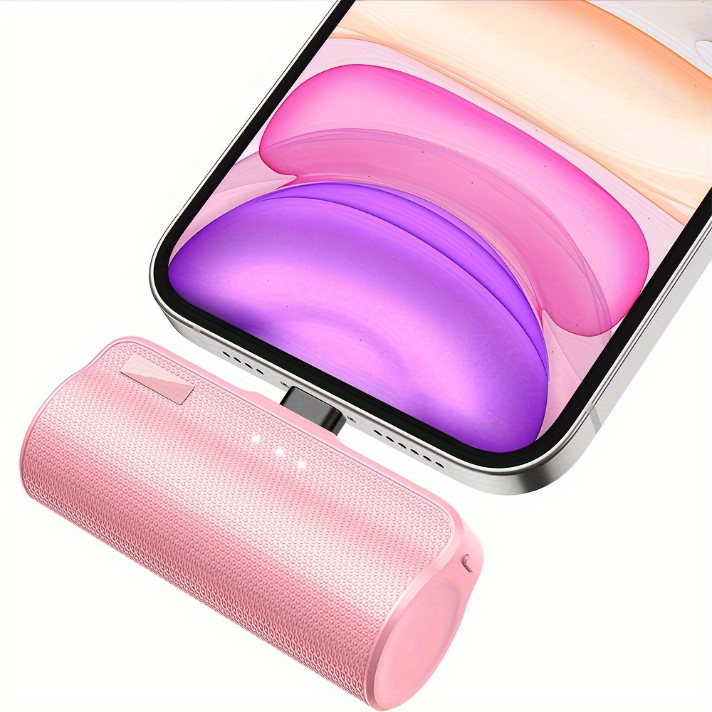 

Fast Charging, Portable Mobile Power Supply, Mini Sized Pocket Power Bank, 3350mah, Pink, White