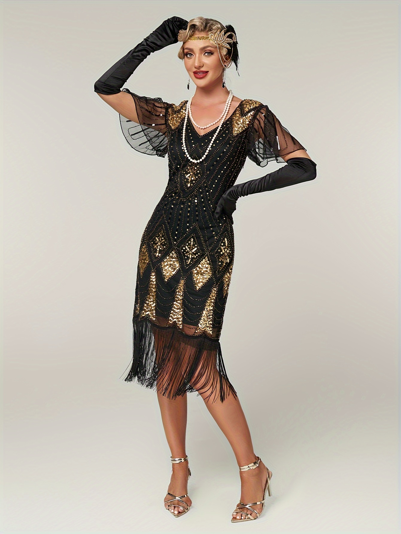 1920s vintage sequin party dress fringe banquet dance Temu Malaysia