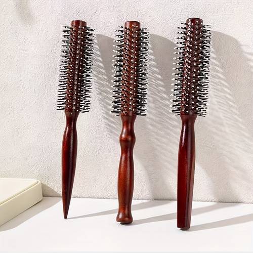 1pc hair curly long hair comb cylindrical reddish brown nylon tooth styling comb log roller comb smooth hair suitable for home and salon use haircutting tools ergonomic grip sturdy construction