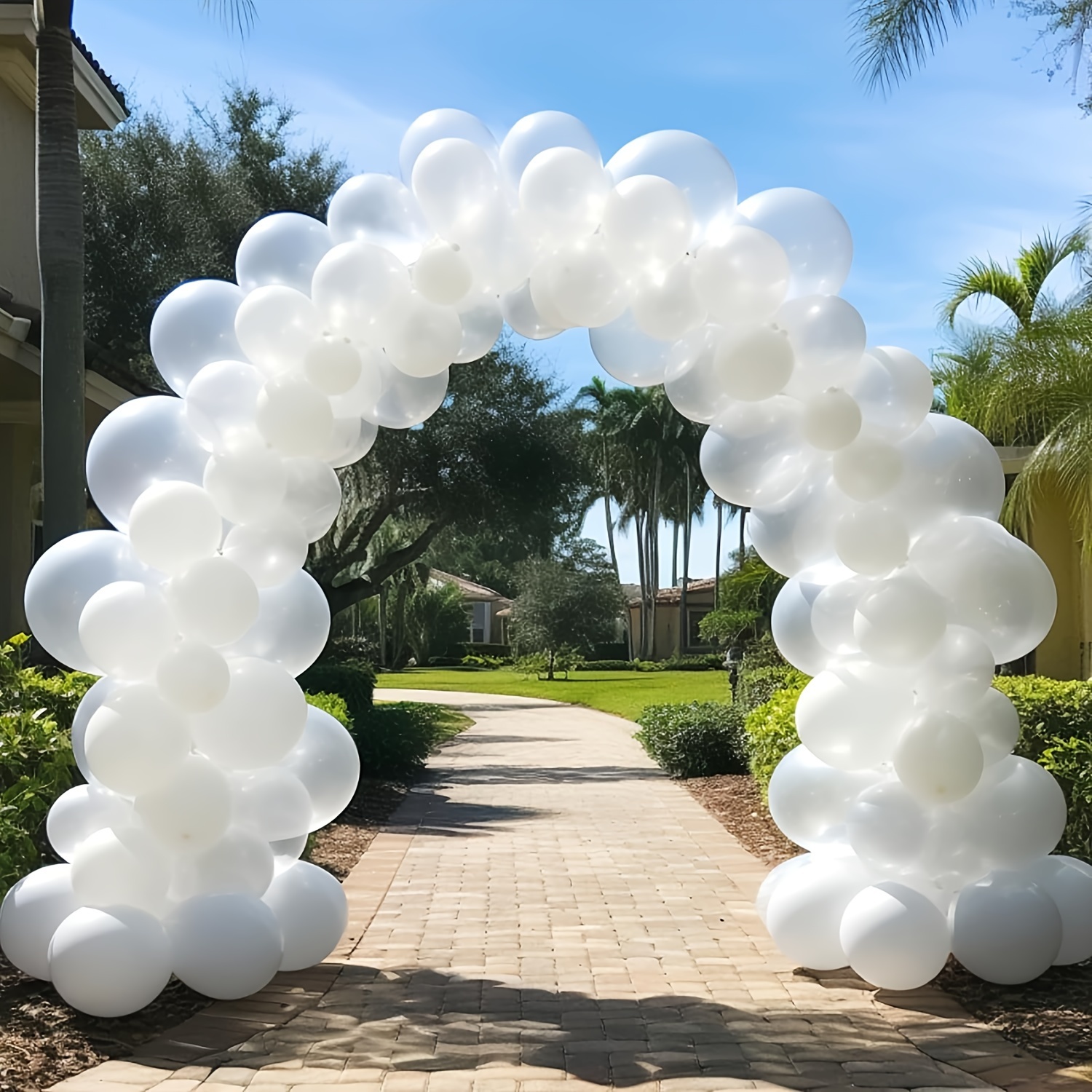 

130-piece White & Clear Latex Balloon Set For Graduations, Weddings, Birthdays - Versatile Party Decor