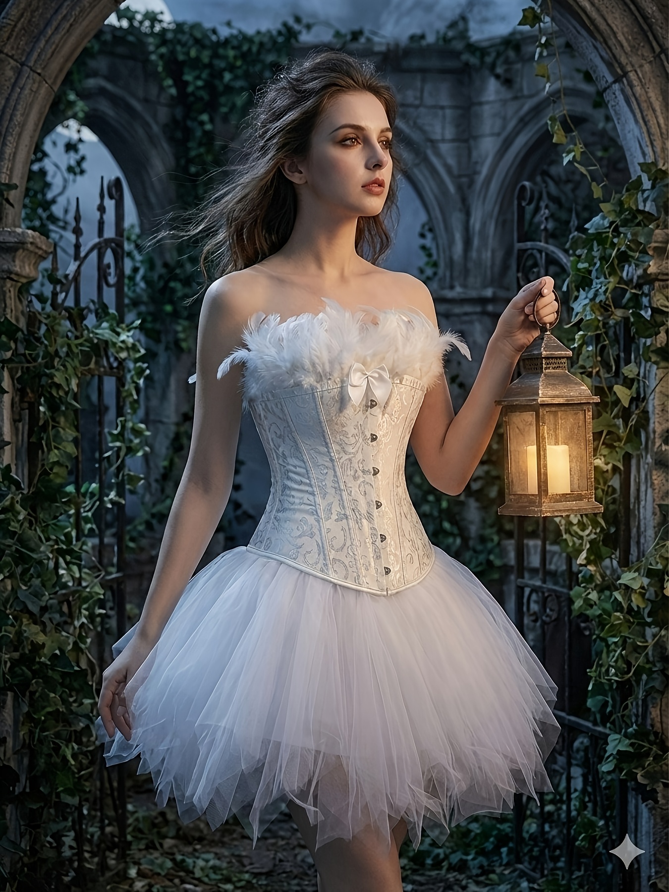 Ensemble Corset Dentelle Gothique Victorien + Jupe TUTU, Costume * *  Halloween, Tenue Ange des Ténèbres et Ange *, image size:800x1067
