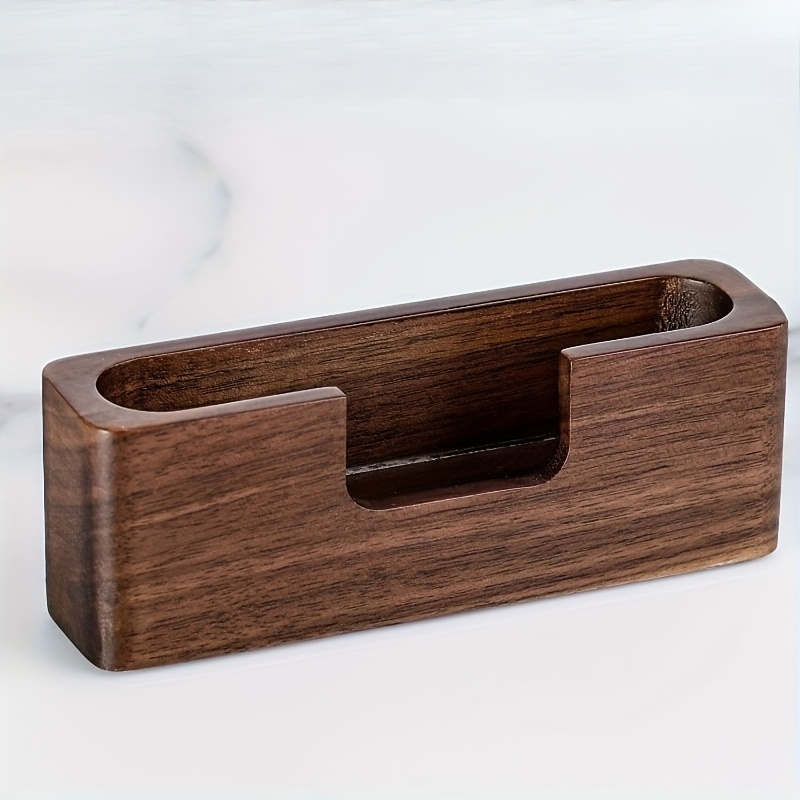E-shop Visitenkartenhalter aus Holz für den Schreibtisch - Langlebiges Büroaccessoire mit leicht zugänglichem Fingerfach, modernem dunklem Walnussende,