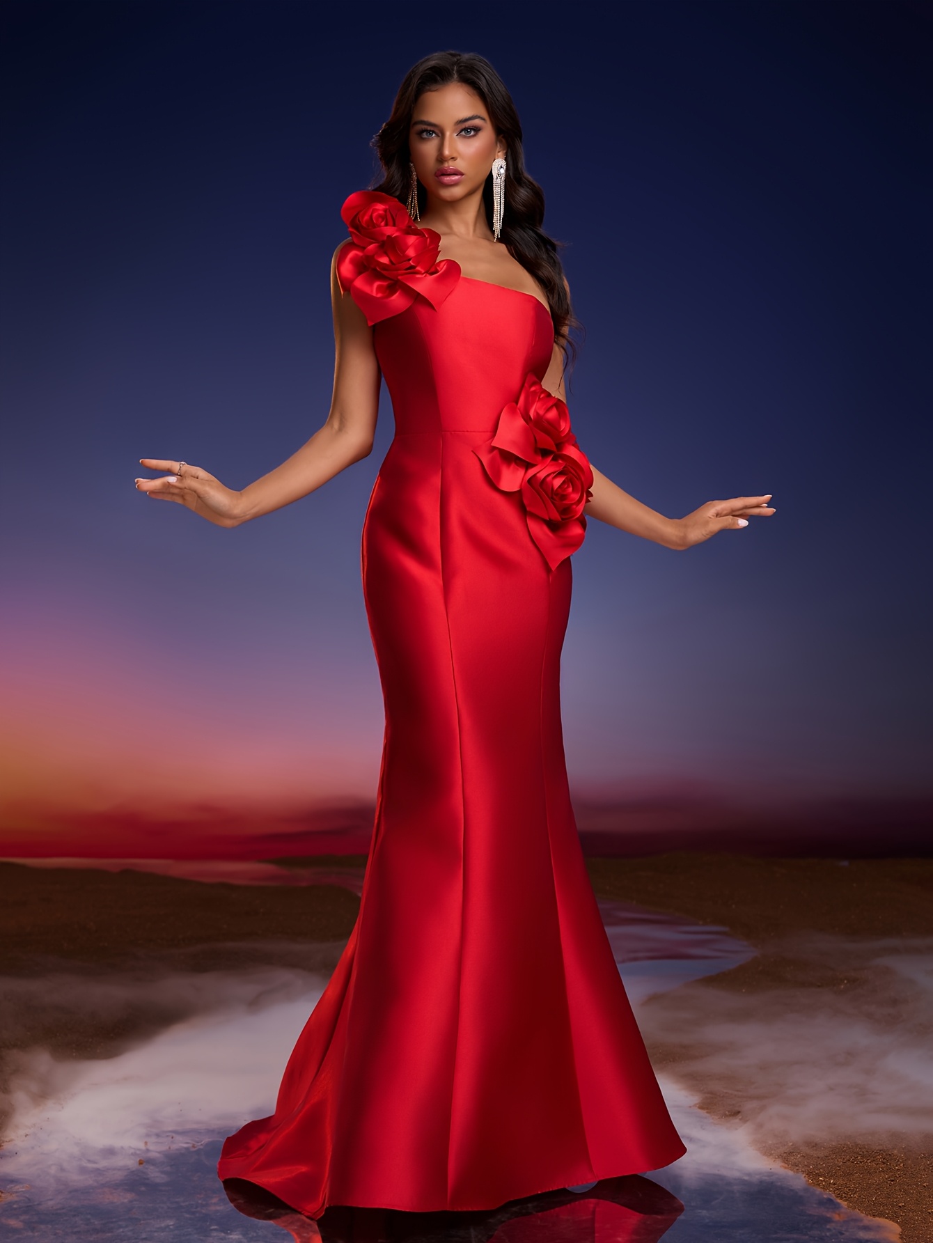 midi formal dress for women Off Shoulder Tulle Beaded Ruffles Ball Gown Red Quinceanera Dresses fo –  Hebebridal