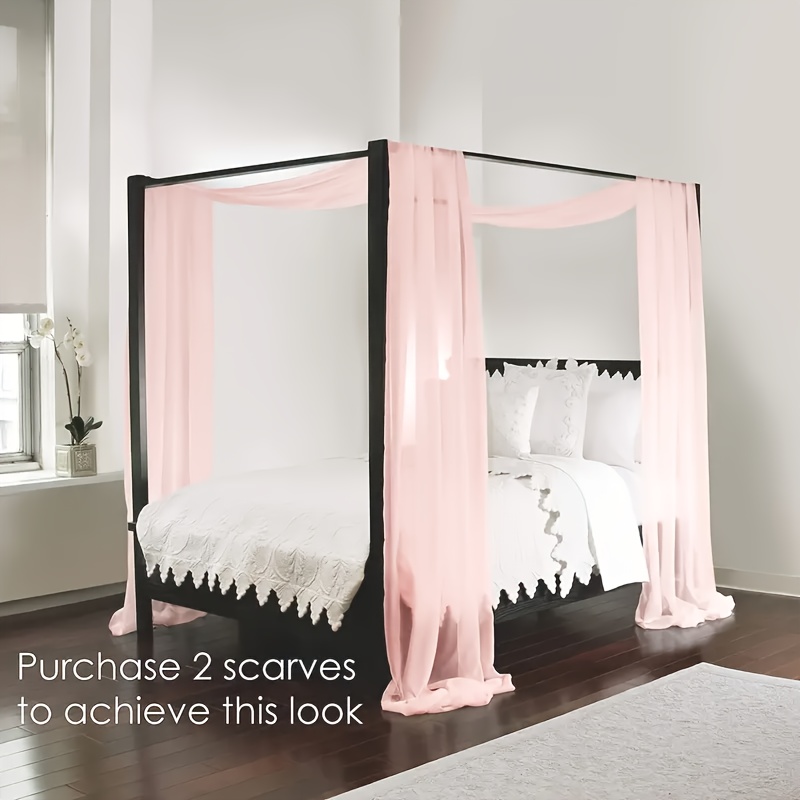 Image of Sheer Canopy Bed Curtain Scarf Chiffon Fabric For Draping Extra Long Window Scarf Valance For Living Room Outdoor Wedding Party Decor, " Wx197" L, 1 Panel