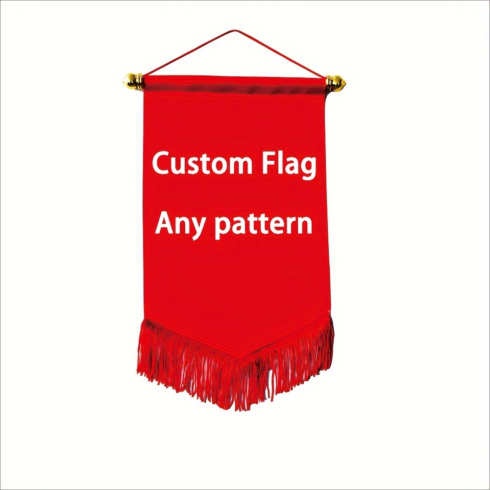 TEMU [ Customization ] 1pc, Custom Hanging Flag, Custom Pattern Printing And Dyeing Indoor And Outdoor Decorative Flag, Including Flagpole Hanging