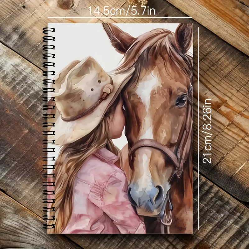 TEMU 1pc Horse Girl A5 Personal Organizers Notebook [2d]flat */5.7x8.26 Inch,100 Page, Cowgirl Daily Journal For, Equestrian Lovers Gift For Birthday