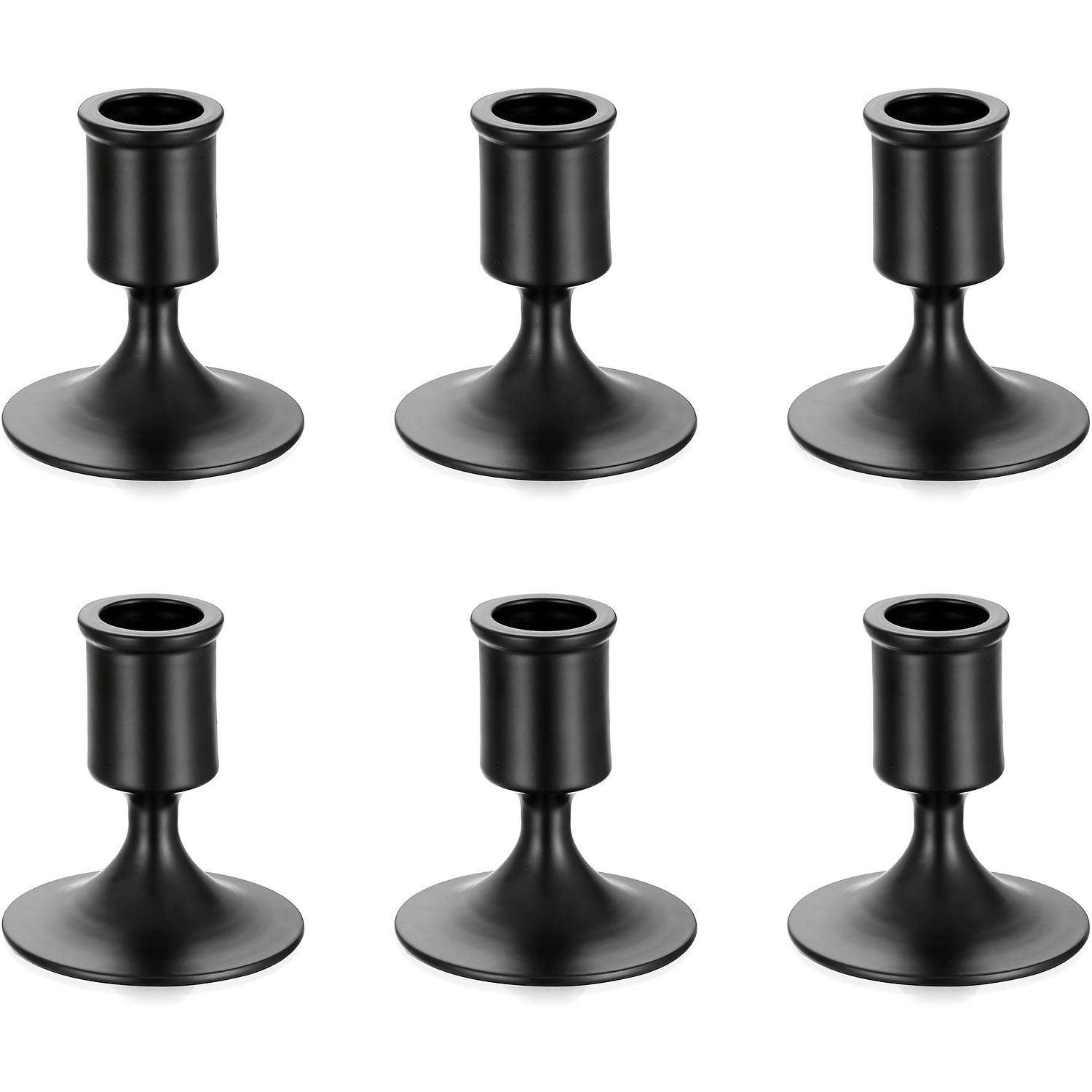 Image of 6pcs Golden Taper Candlestick Holders - Wedding Table Centerpiece Candle Holders Bulk For Christmas Party, Candlelight Dinner & Festival Decor