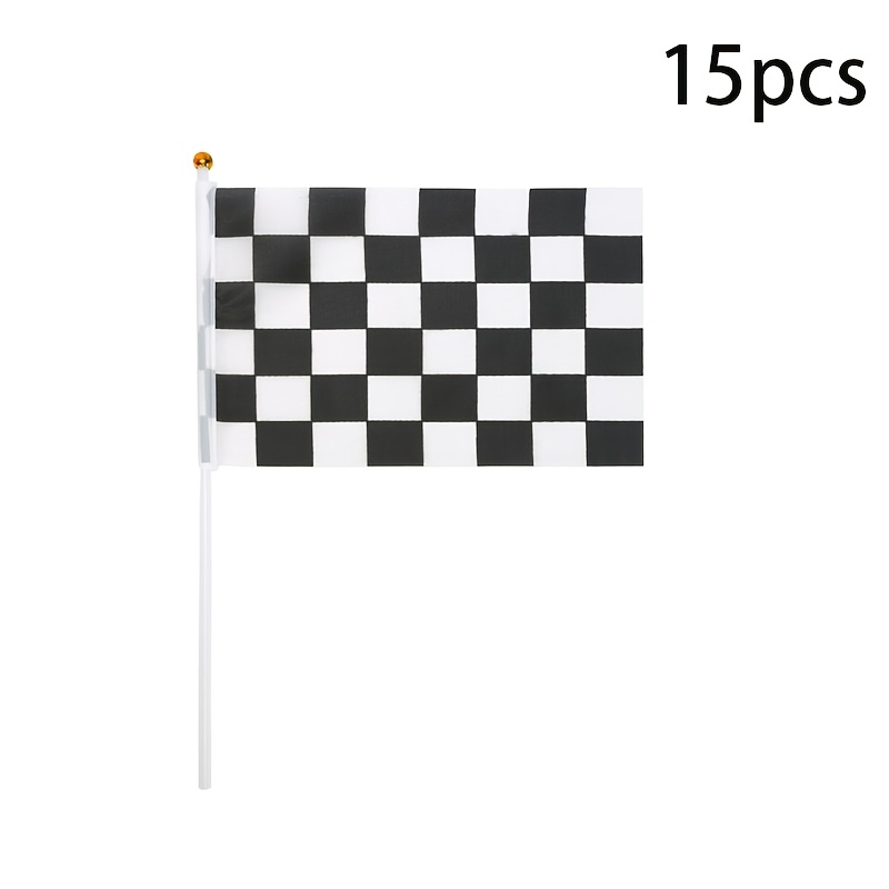 TEMU 15pcs Black And White Racing Checkered Flag Set, Plaid Pattern Handheld Flags, Suitable For Racing Party Decorations, Sports Event Decorations,