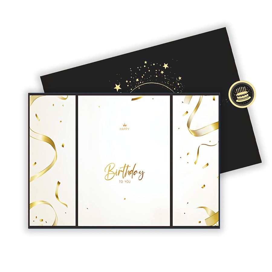 精品珠光烫金年龄数字贴款生日贺卡DIY生日派对礼物