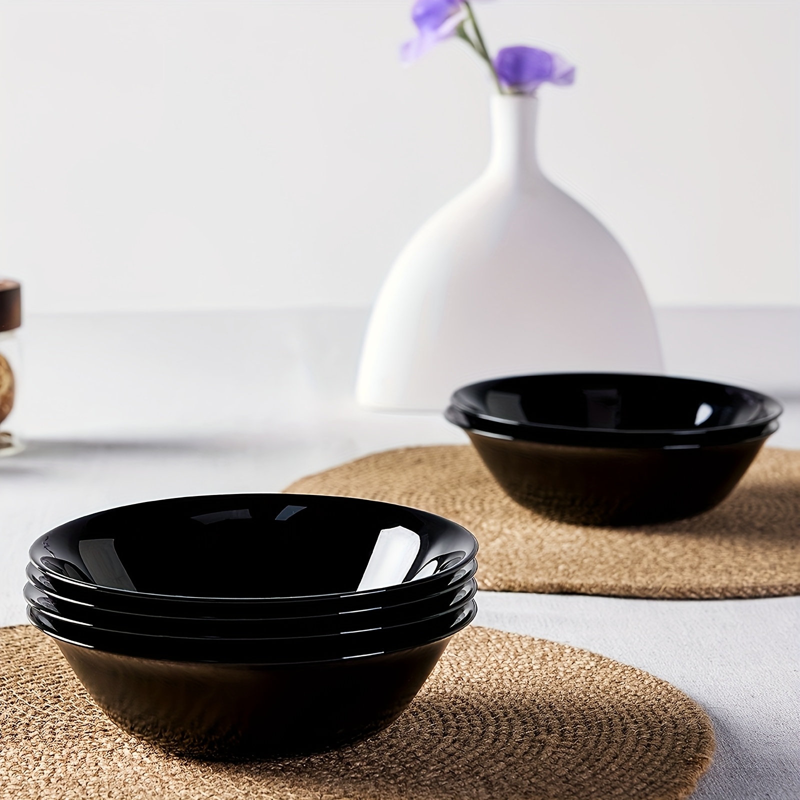 Image of 6pcs, 473ml(14-oz) Bowl Set, Lightweight Opal Glass Cereal Bowls, Microwave & Dishwasher Safe, Round Bowls For Rice, Breakfast, Soup, Desserts, Salad.