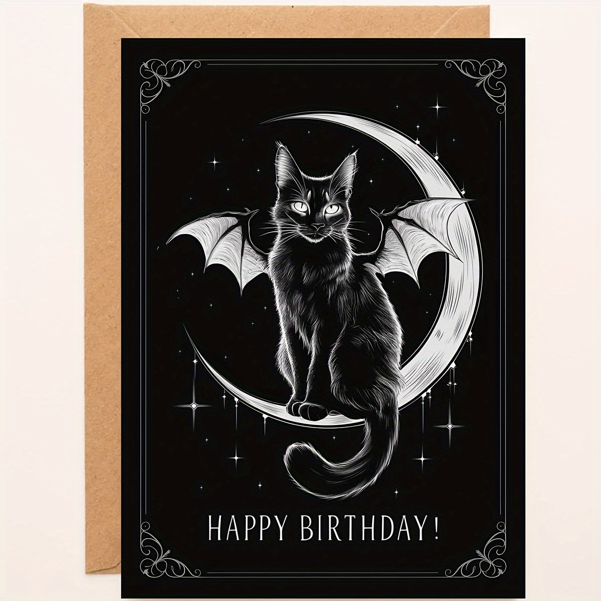 

Halloween Birthday Greeting Card, Gothic Design, Happy Birthday Card For Cat Lovers, Spooky Fun Celebration Card For Anyone