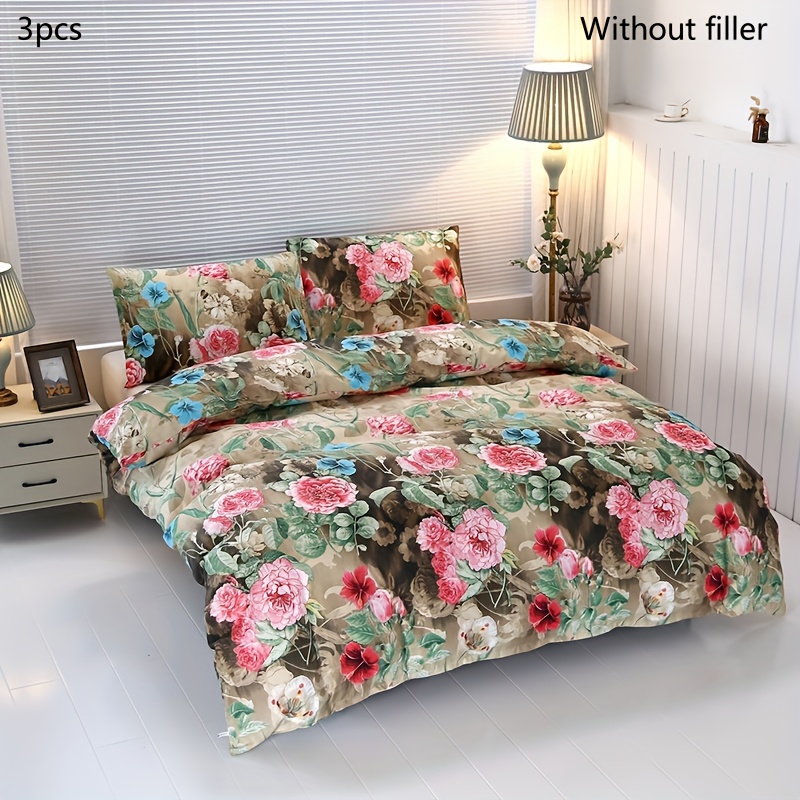 3pcs Printed Bedding Duvet Cover Set, Soft And Comfortable, Suitable For Bedroom, (1pc Duvet Cover And 2pcs Pillowcases, No Core)