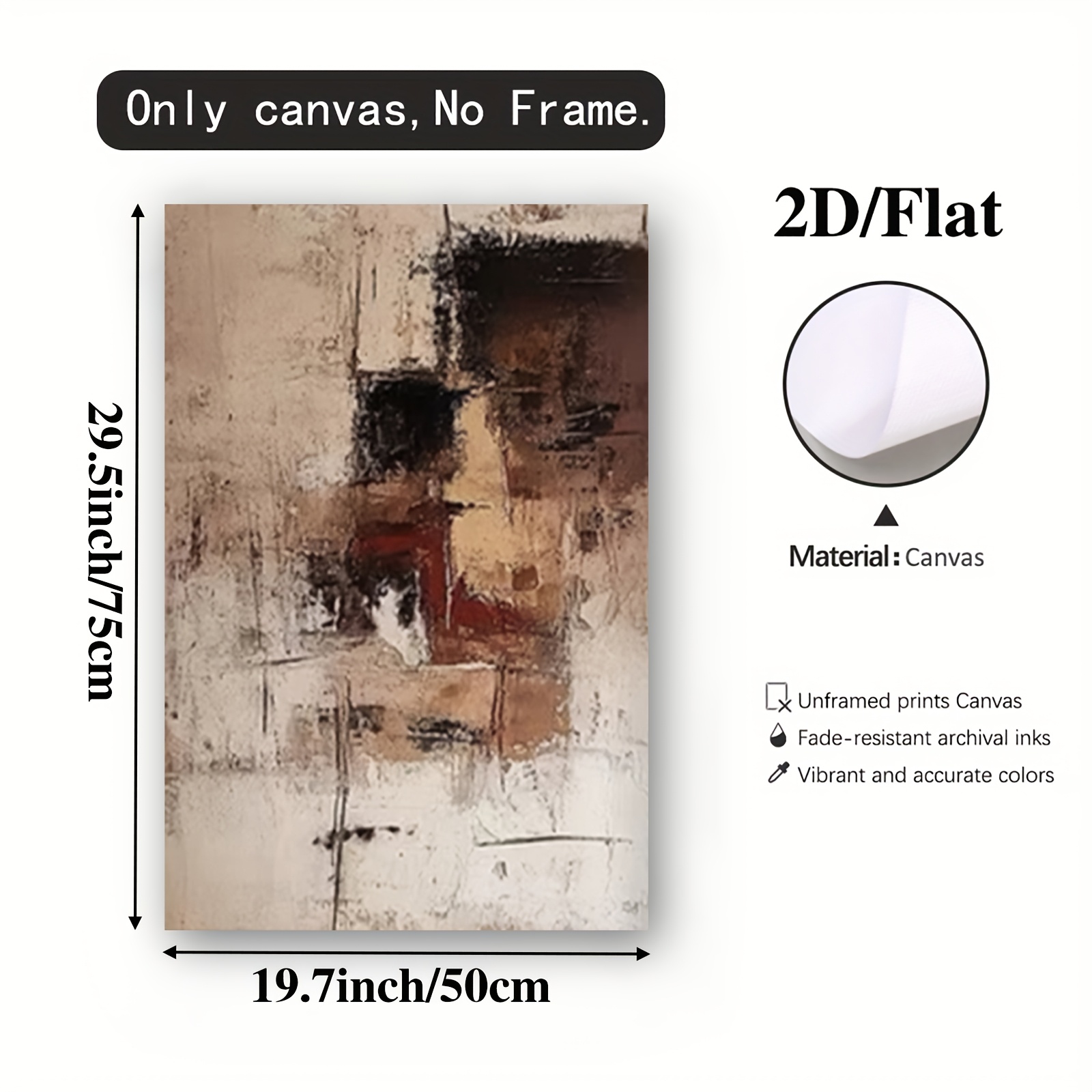 TEMU 2d Flat, 2d Flat, [2d Flat] 1pc Frameless Canvas Painting Art Print, Nordic Interior Decoration Oil Painting Poster And Prints Oil Painting