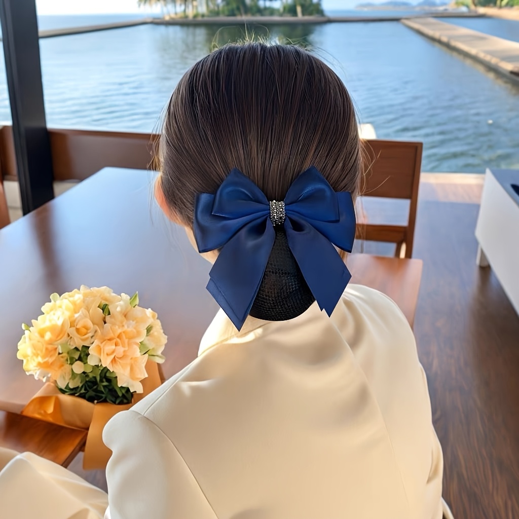 TEMU Cuffia a rete per acconciatura rialzata professionale versatile gamma in raso liscio stile francese con , elegante accessorio per capelli per