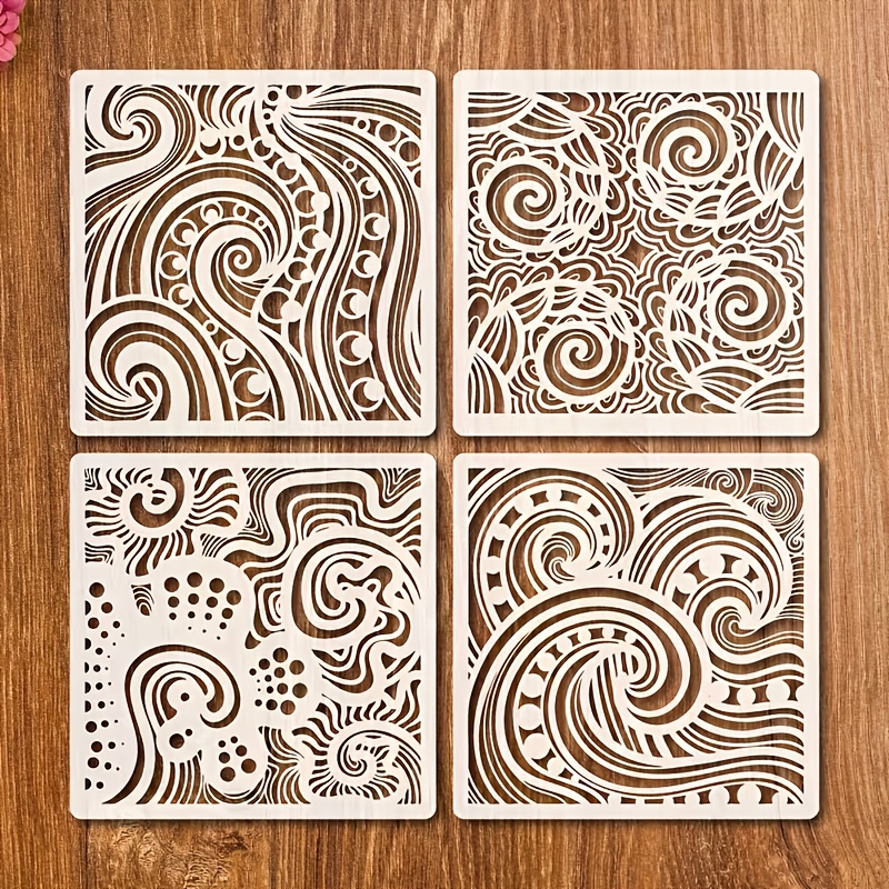 TEMU Set Of Templates For Abstract Texture Painting - Features A Plastic Vortex Pattern, Ideal For For Art And Craft Projects, Perfect For Painting,