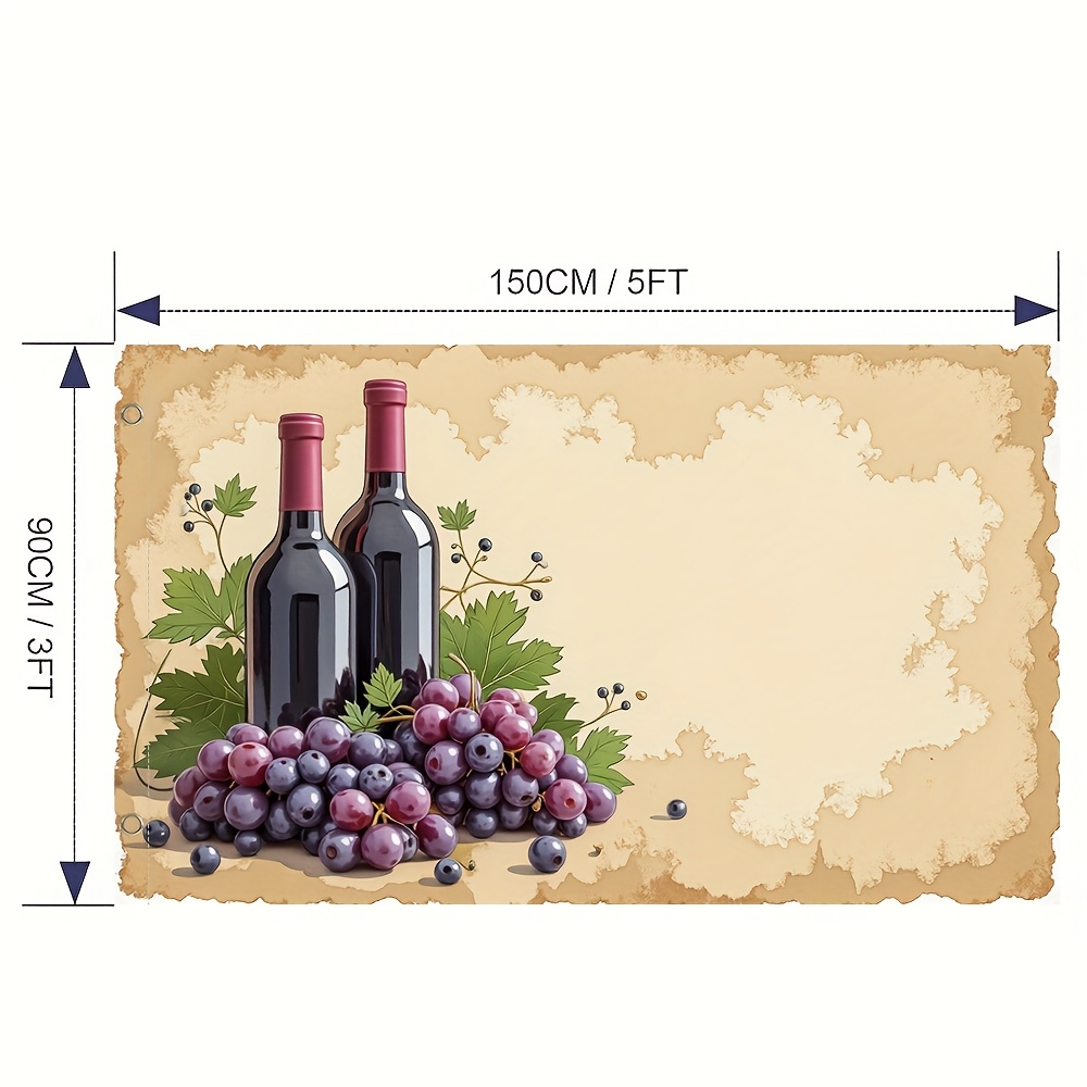 TEMU 1pezzo Bandiera in poliestere con design di uva e vino festivo - Decorazione per e casa, bandiera da giardino resistente all', non , per spazi