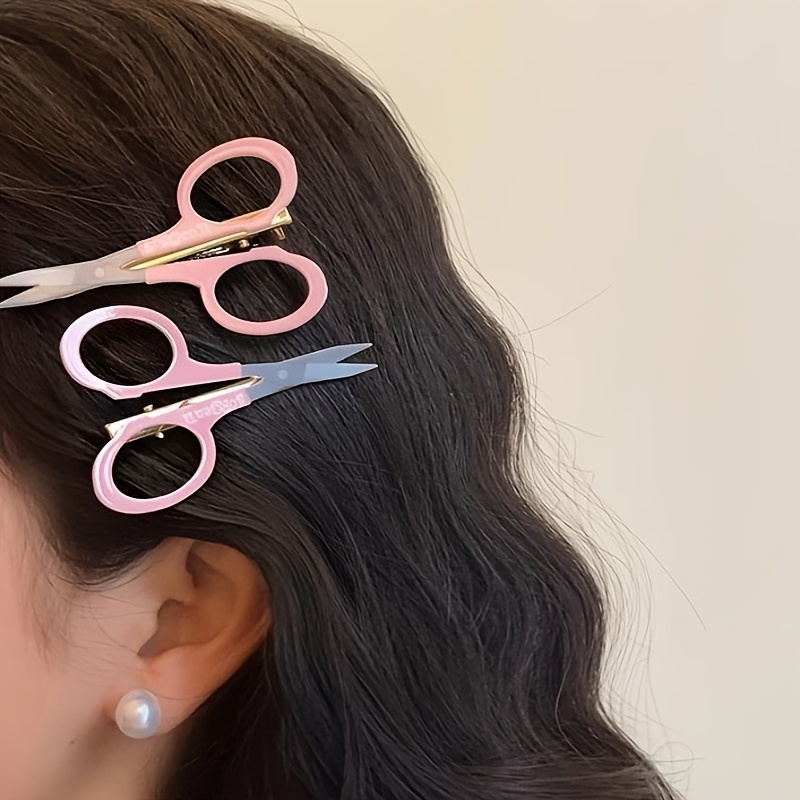 4pcs Creative Simulation Scissors Pencil Hair Clips