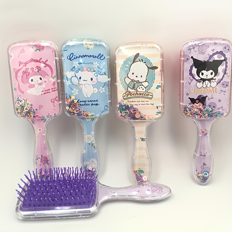 

1pc Sanrio Kuromi & For My Melody Cinnamoroll Hair Brush - Cute Cartoon Design, Rubber , Abs Plastic Handle, Ideal For All Hair Types, Perfect Valentine's Gift