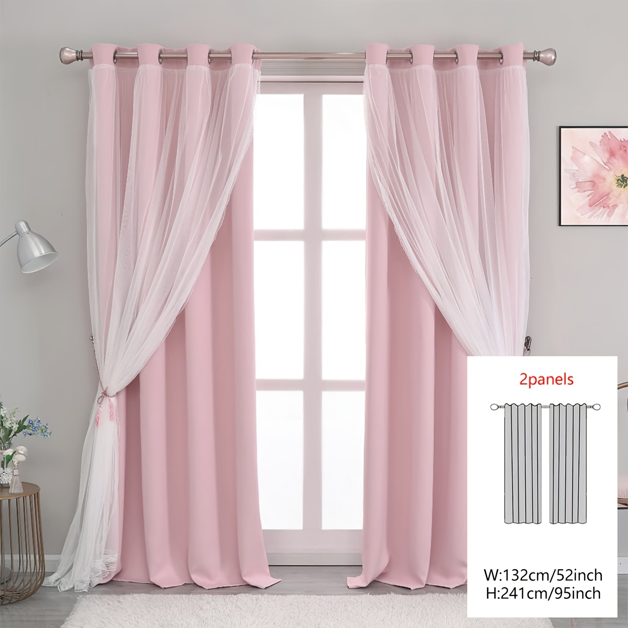 TEMU 2-panel Blackout Curtains, Solid Color Double-layer Integrated Curtain With Top Loop, Suitable For Bedroom Blackout Curtains, Living Room