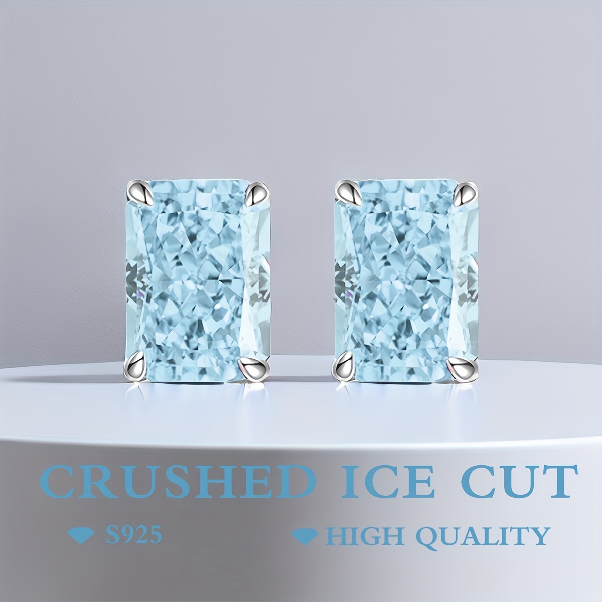 

S925 Sterling Silver 7 Carat 1 Double Oblong Light Synthetic Cubic Zirconia Sparkle 5a Good Quality Ice Cut Ladies Elegant Stud Earrings