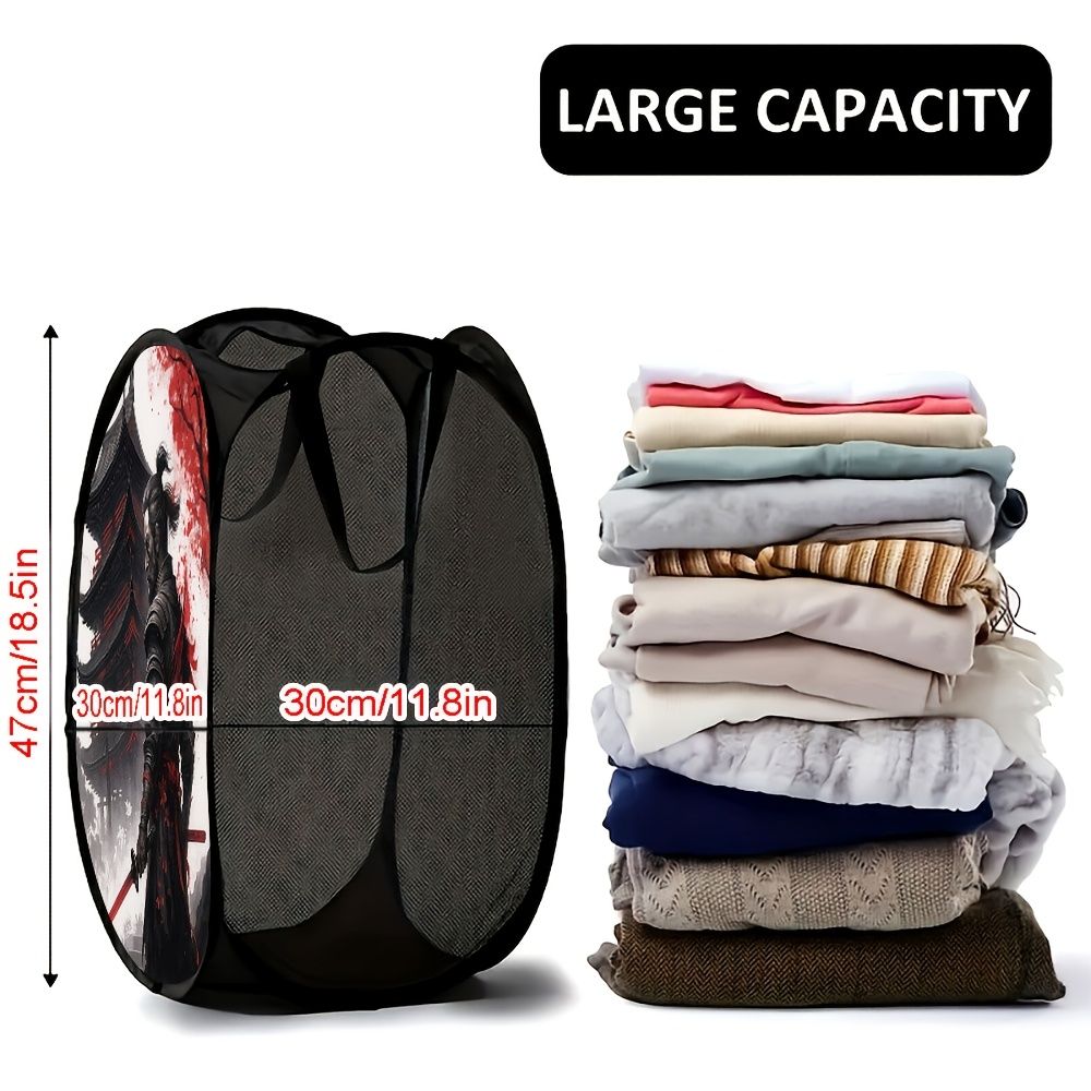 TEMU 1pc Warrior Pop-up Laundry Hamper - -themed Foldable Mesh Collapsible Hamper With Space-saving Design, Easy Assembly For ' Room, Dorm, Apartment