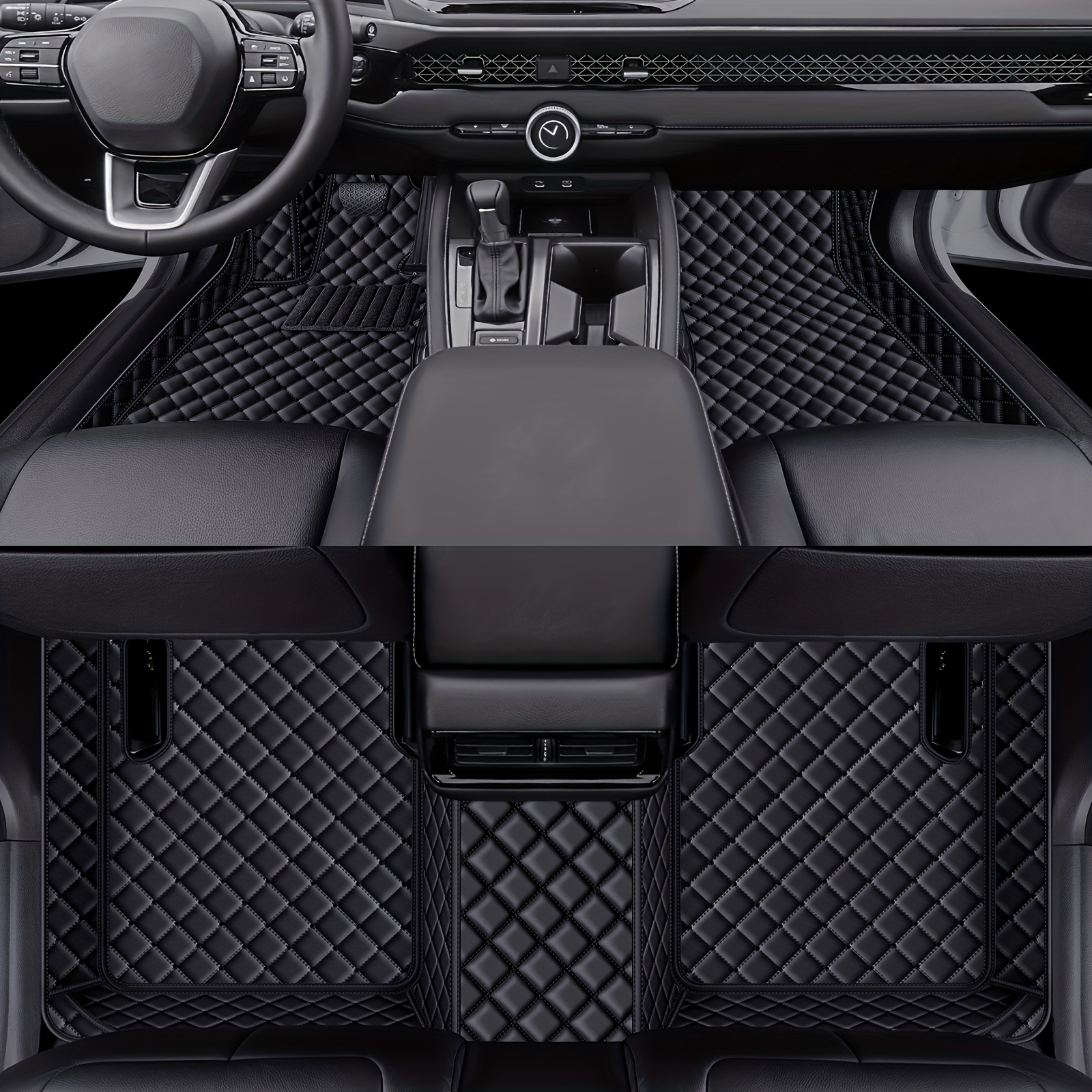 TEMU For Surround Floor Mats | | Faux Pu Faux Pu Leather | Use | 360Â° High | And Clean | Car Interior Additions | Fashionable Car Floor Mats,
