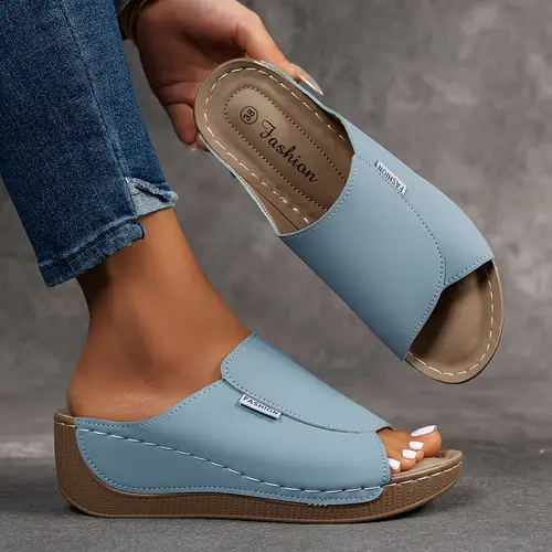 1 pair womens fashion solid slide sandals comfortable arch support breathable outdoor slippers stylish versatile soft sole simple everyday wear casual open toe heel slides with pu sole