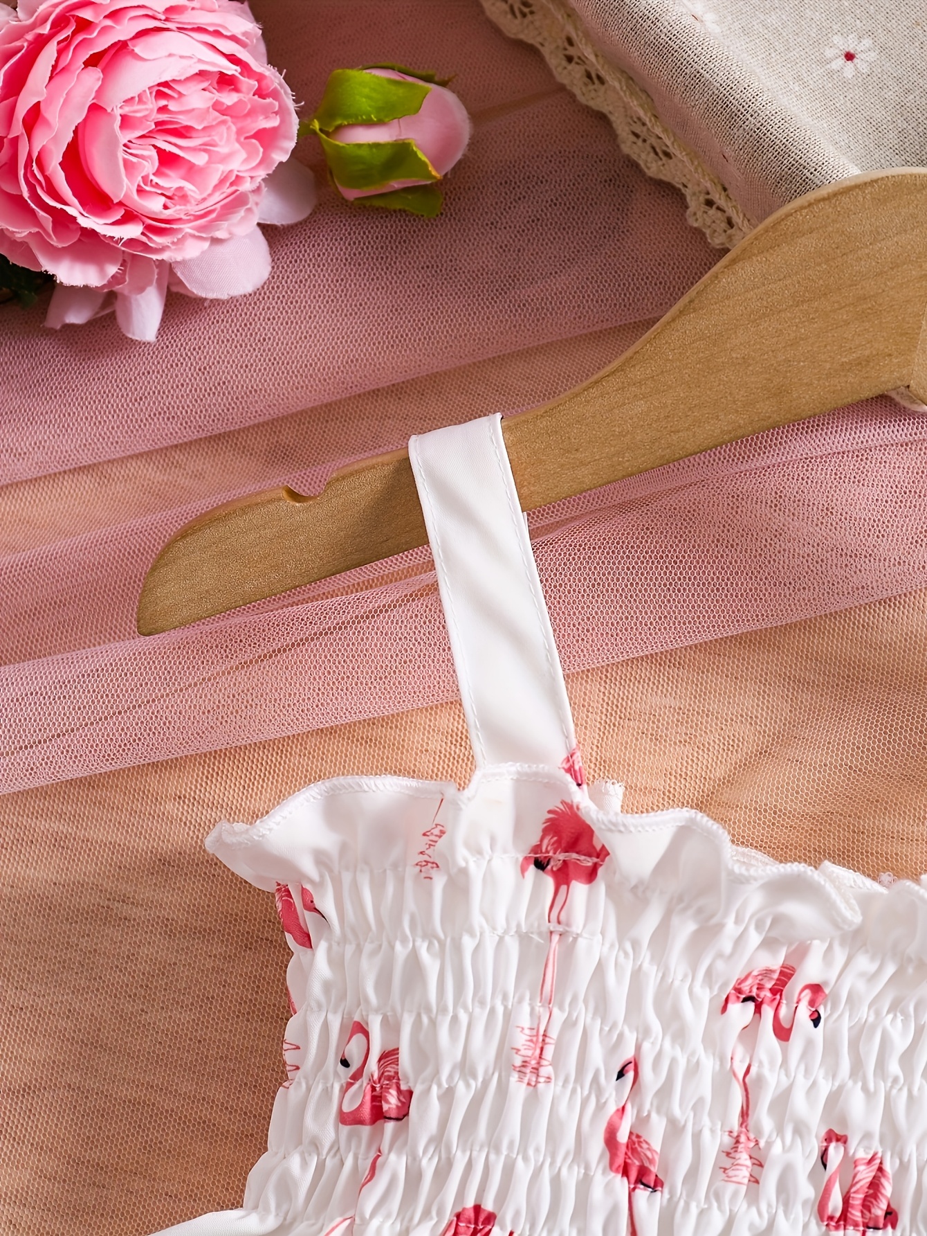 Ensemble Deux Pièces pour Filles 0-3 Ans : Robe Halter à Imprimé Flamant et Chapeau, Tenue Princesse Mignonne d'Été