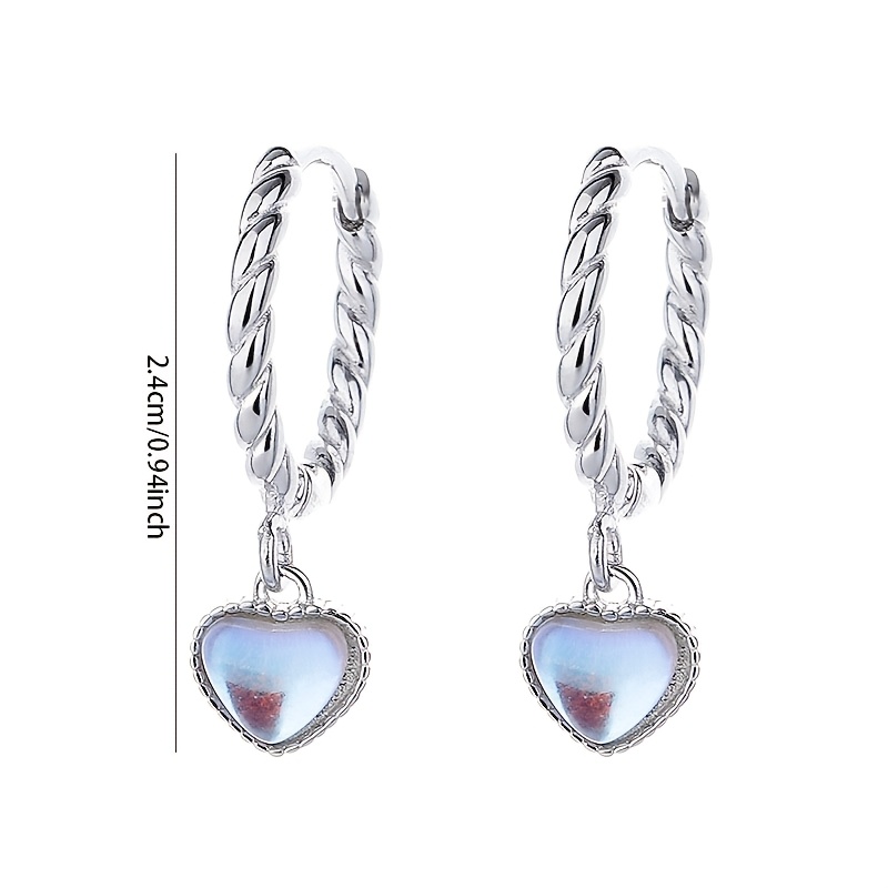 2pcs Women's S925 Sterling Silver Moonstone Twisted Hook Earrings