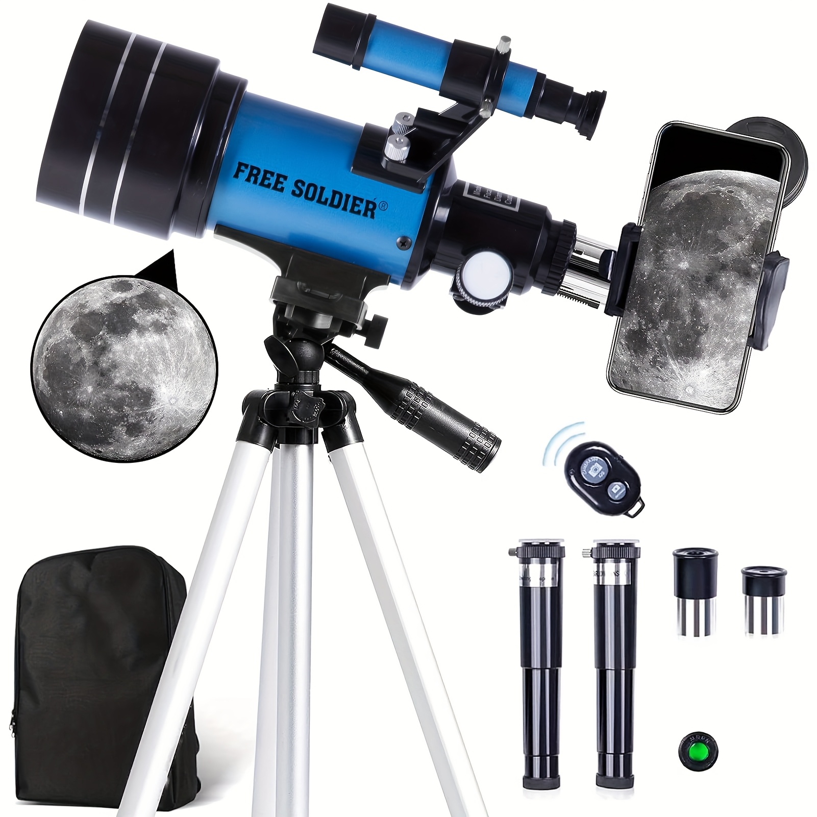 

Telescope For Astronomy Beginners - 70mm Aperture High Magnification Astronomy Telescope With Cell Phone Adapter Portable Telescope