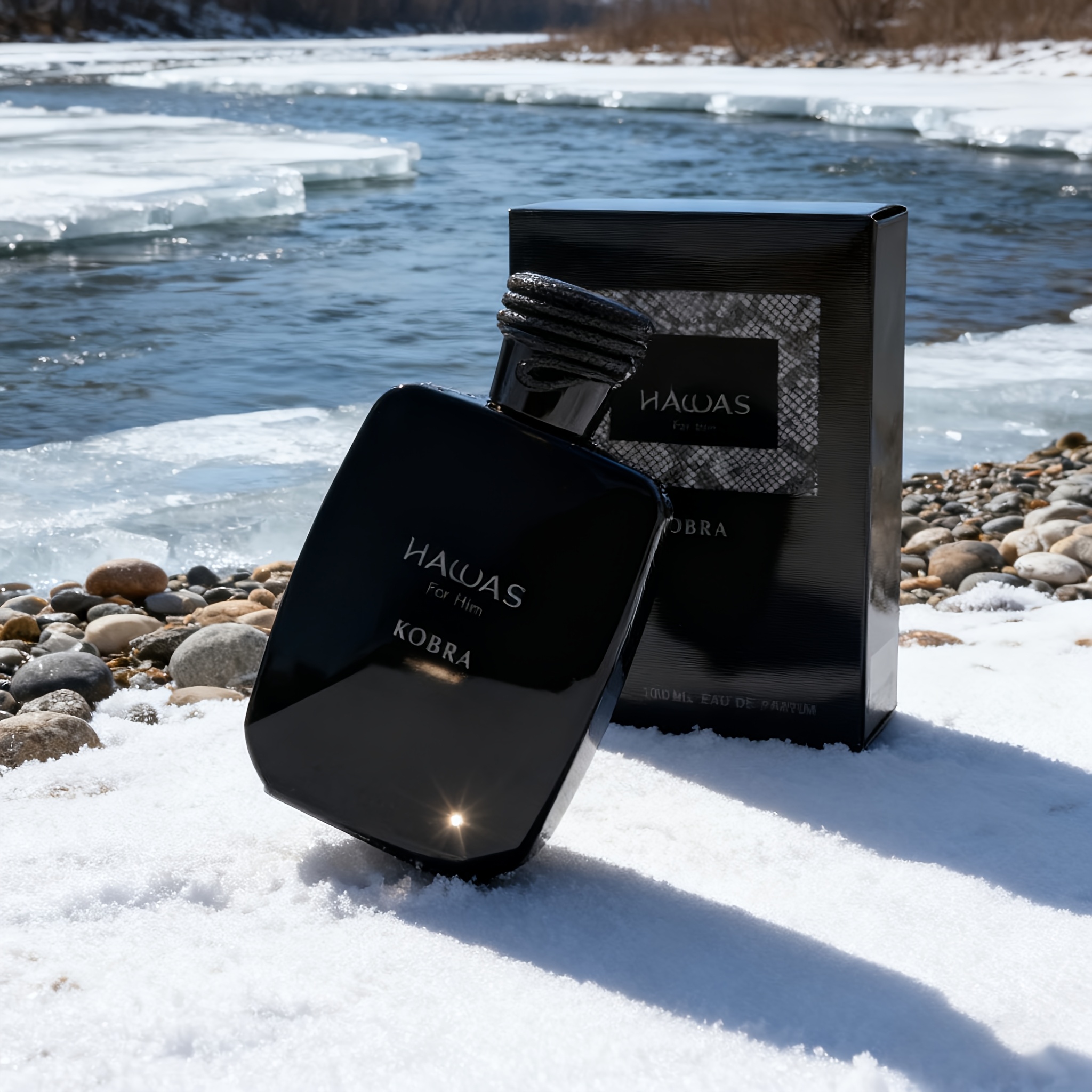 HAWAS KOBRA Parfum pour Hommes - Fragrance Persistante à Base d'Herbes et de Bois, Cologne de Niche Luxueuse et Sans Alcool, Idéal pour Hommes, Cadeau de Vacances Parfait, Capacité de 3,4 fl.oz, Parfum Beige Clair