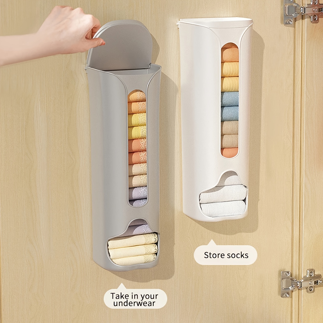 

All-in-one Wall-mounted Underwear & Sock Organizer With Trash Bag Dispenser - Space-saving Closet Solution