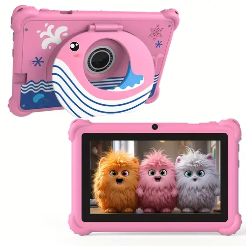tablet 7 inch android 12 multi color abs resin case with designs wifi stereo speakers safety eye protection rechargeable battery type c charging ideal for s gift educational device colorful tablet durable tablet