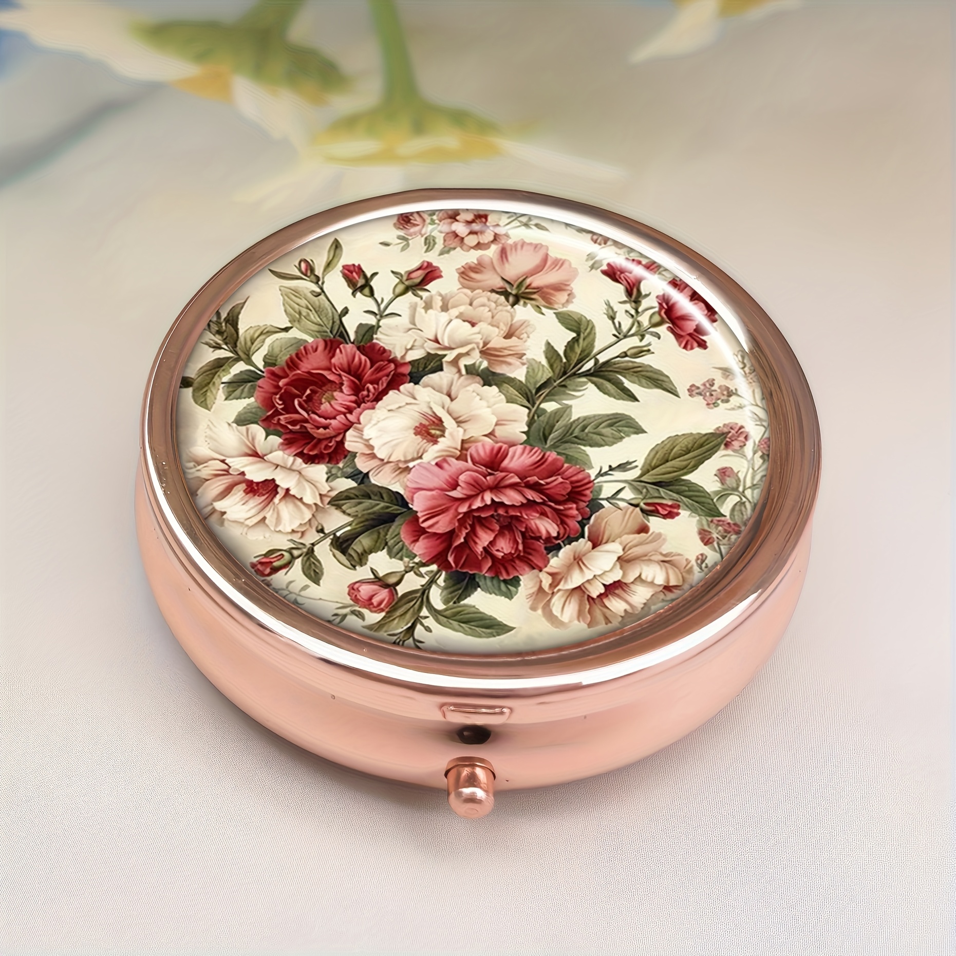 Elegant Rose Golden Pill Box - Three-grid Medicine Storage Box, Compact And Durable, Suitable For Travel Or Daily Use - Perfect Unique Gift