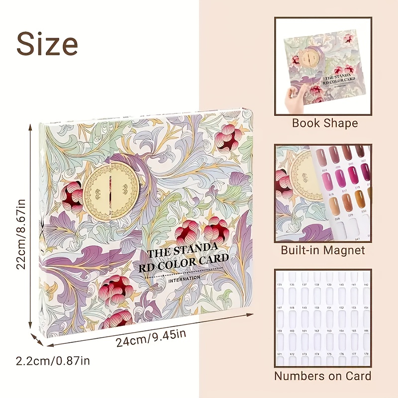 TEMU 1 Set Of 120 Color Nail Art Inlay Color Chart Book With 120 Nail Tips, Nail Art Display Board, Color Chart Book For Studio Scene Layout