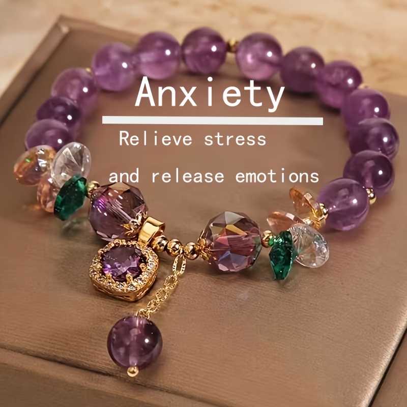 crystals a purple natural bracelet for anxiety   with cube decorations stylish jewelry in purple and  