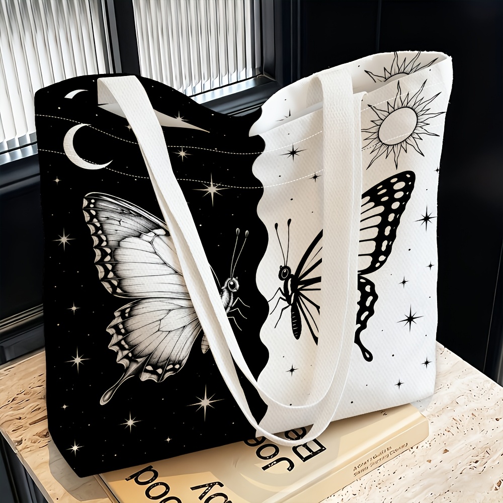 TEMU 1pc, Sac à bandoulière pour femme sur le thème de étoilée avec papillons et blanc, multifonctionnel et polyvalent, sac à main, pochette, sac à
