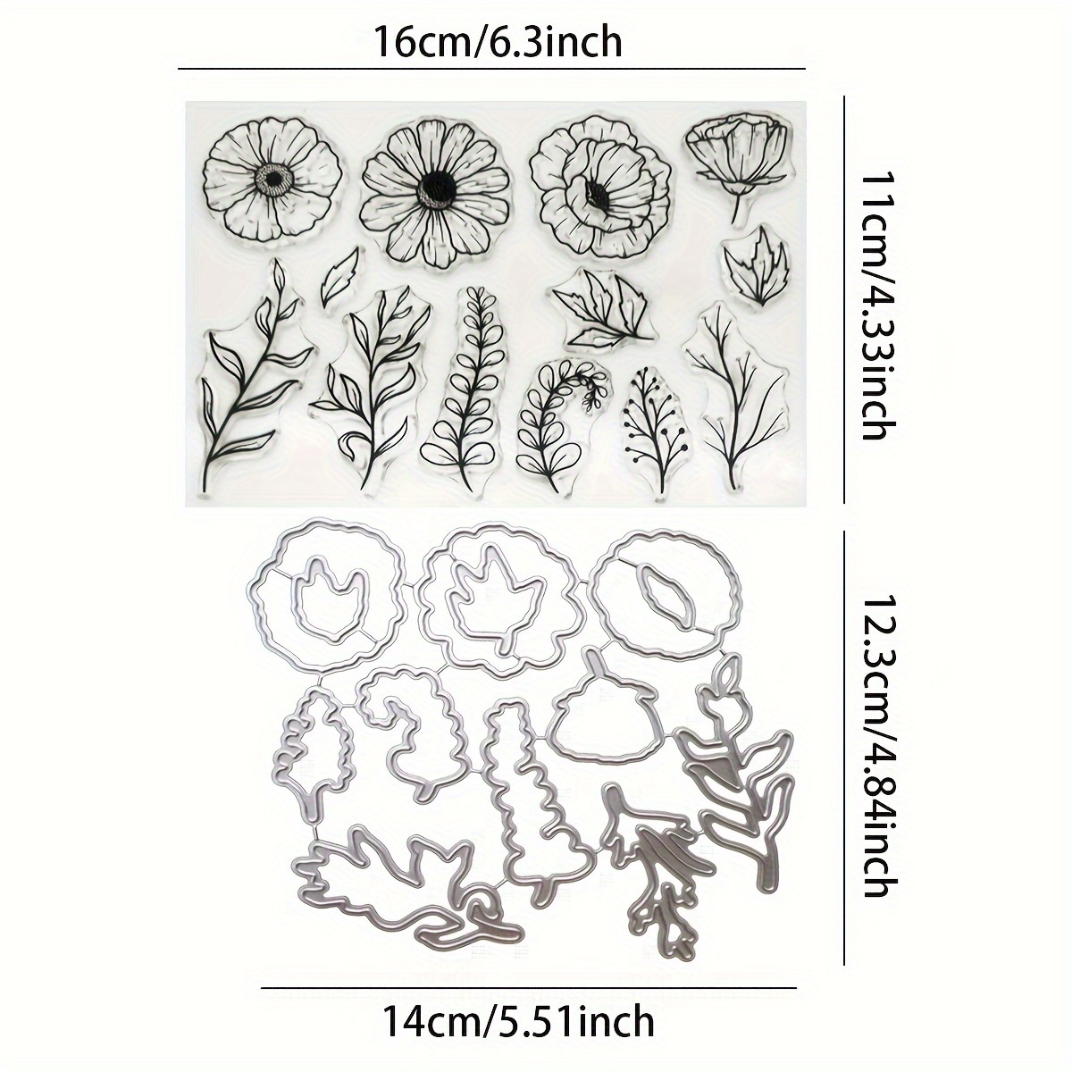 Alinacraft 1set Flowers Clear Stamps And Metal Cutting Die Cut For Valentine Gift Paper Craft Handmade Card Making Diy Greeting Cards Scrapbooking And Album - Alinacutle