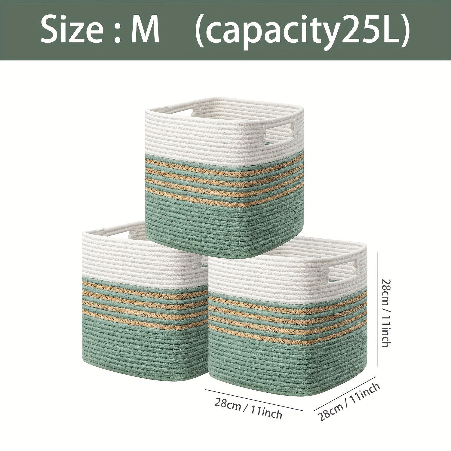 Image of 1-3pcs Storage Cubes Basket, Water Hyacinth Storage Bins For Shelves,, Book, Storage Baskets With Handles, Rope Woven Baskets For Organizing, Shelf Baskets