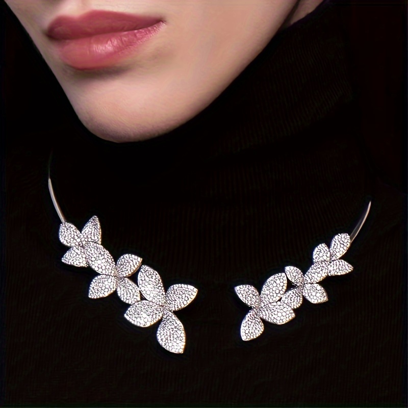 1pc elegant vintage style womens necklace luxury floral collar with   accents alloy base uv plated versatile for daily and party wear   accessory details 1