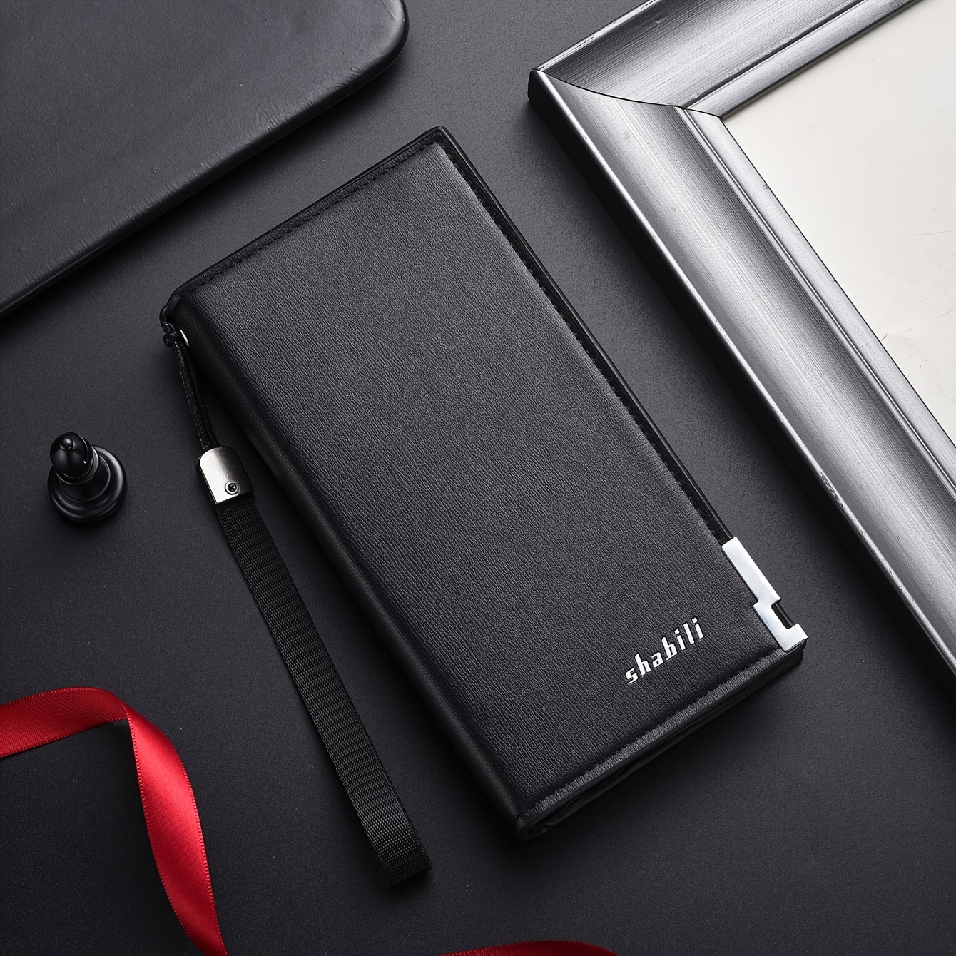 TEMU 's Long Wallet, European And Business Snap Button Money Clip, High-end Feel Zipper Trendy Hand Strap Coin Purse