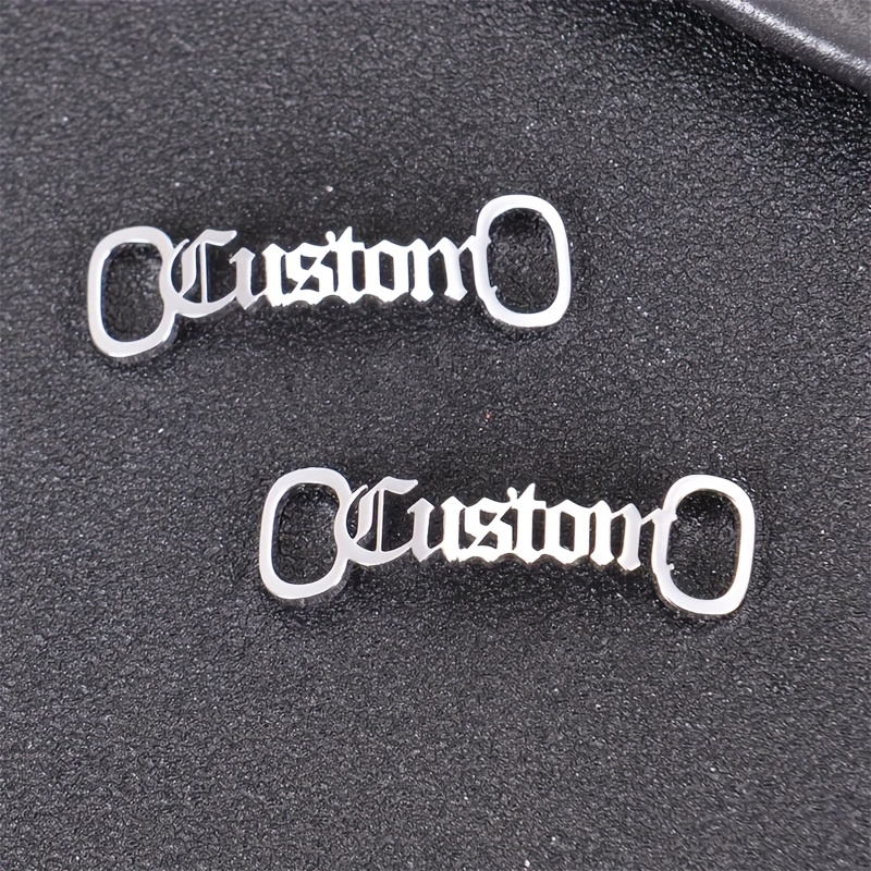 Image of Golden, Silvery Personalized Name Shoe Tag | Customized Name Shoe | Shoe Laces Ornaments | Shoe Tag | Shoe Tag