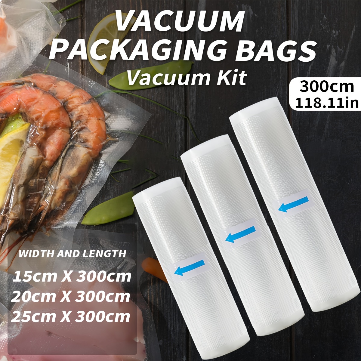 

3 Rolls Of Different Size Combinations Of Vacuum Sealed Bag, Free Of Bisphenol A, 7 Layer Co Extruded Diamond Patterned Vacuum Film Bags, Vacuum Preservation Bags, Patterned Film Food Packaging Bags