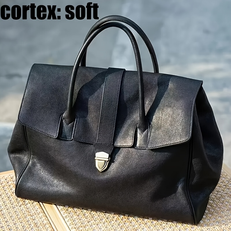 TEMU 2024 Chic Leather Tote - Large Capacity, Waterproof, Lightweight Travel & Commuter Bag With Tassel Detail - Available In Coffee, Light Brown,